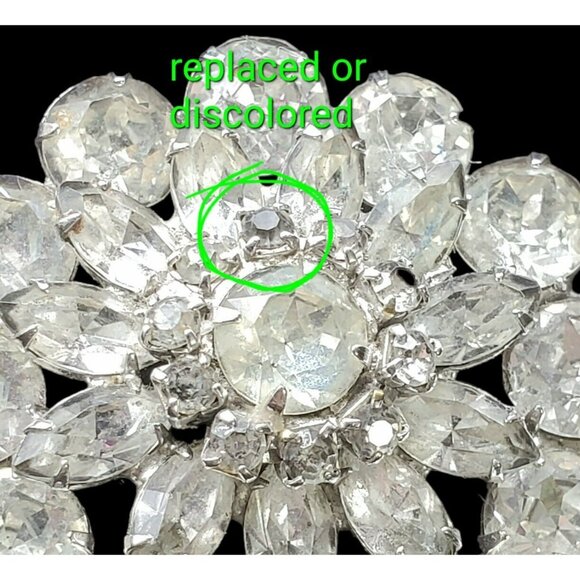 VTG WEISS Brooch Pin Clear Rhinestone Domed Layers Round Marquise Silver Tone - Picture 14 of 16